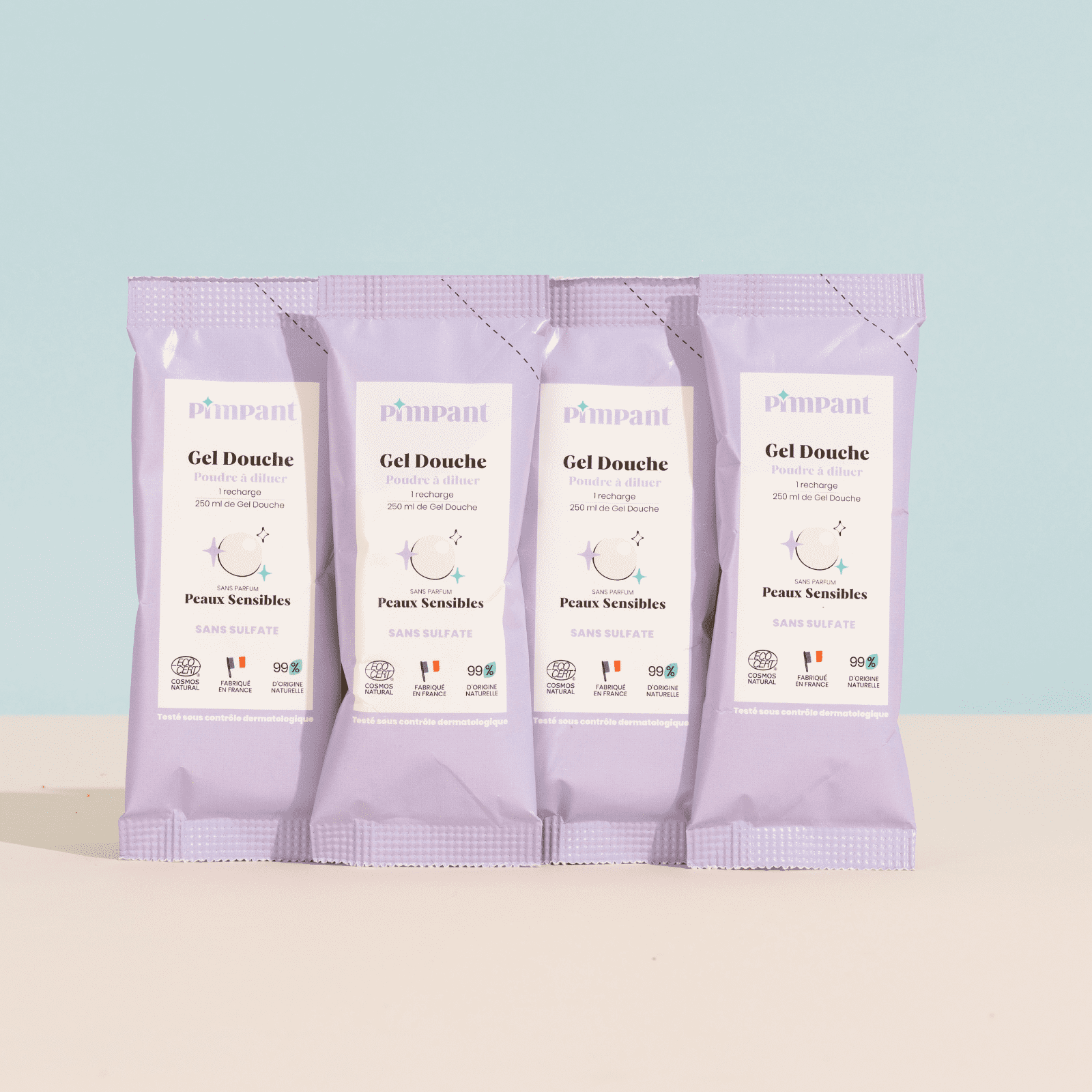 4 Recharges de Gel Douche Peaux Sensible en Poudre à Diluer