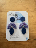 Blue Triple Leaf Earrings
