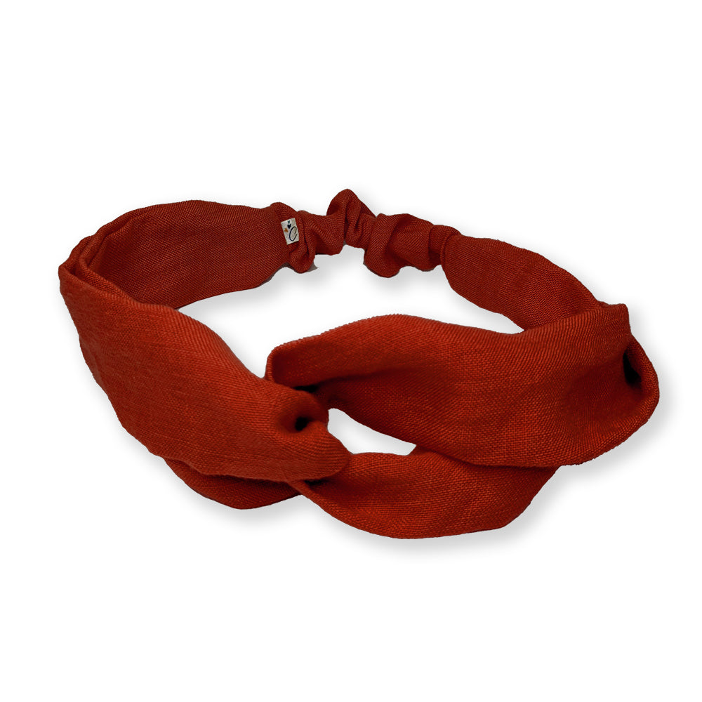 Headband adulte lin contournable terracotta