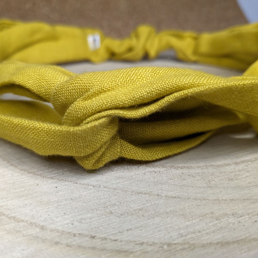 Headband adulte lin spirant jaune moutarde