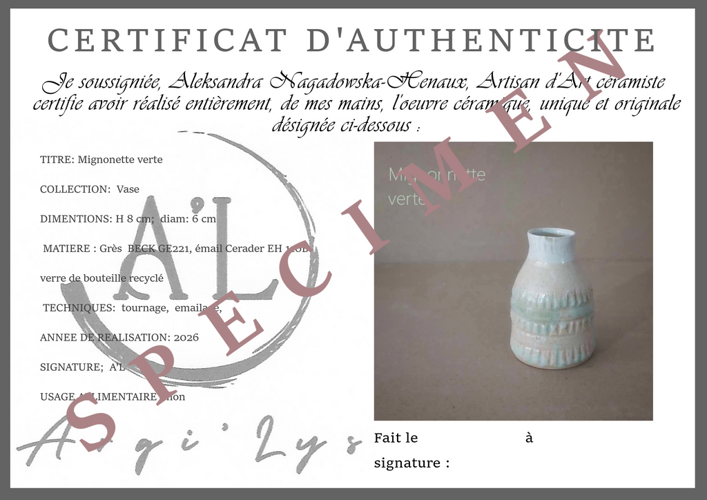 Vase “Mignonnette verte” miniature