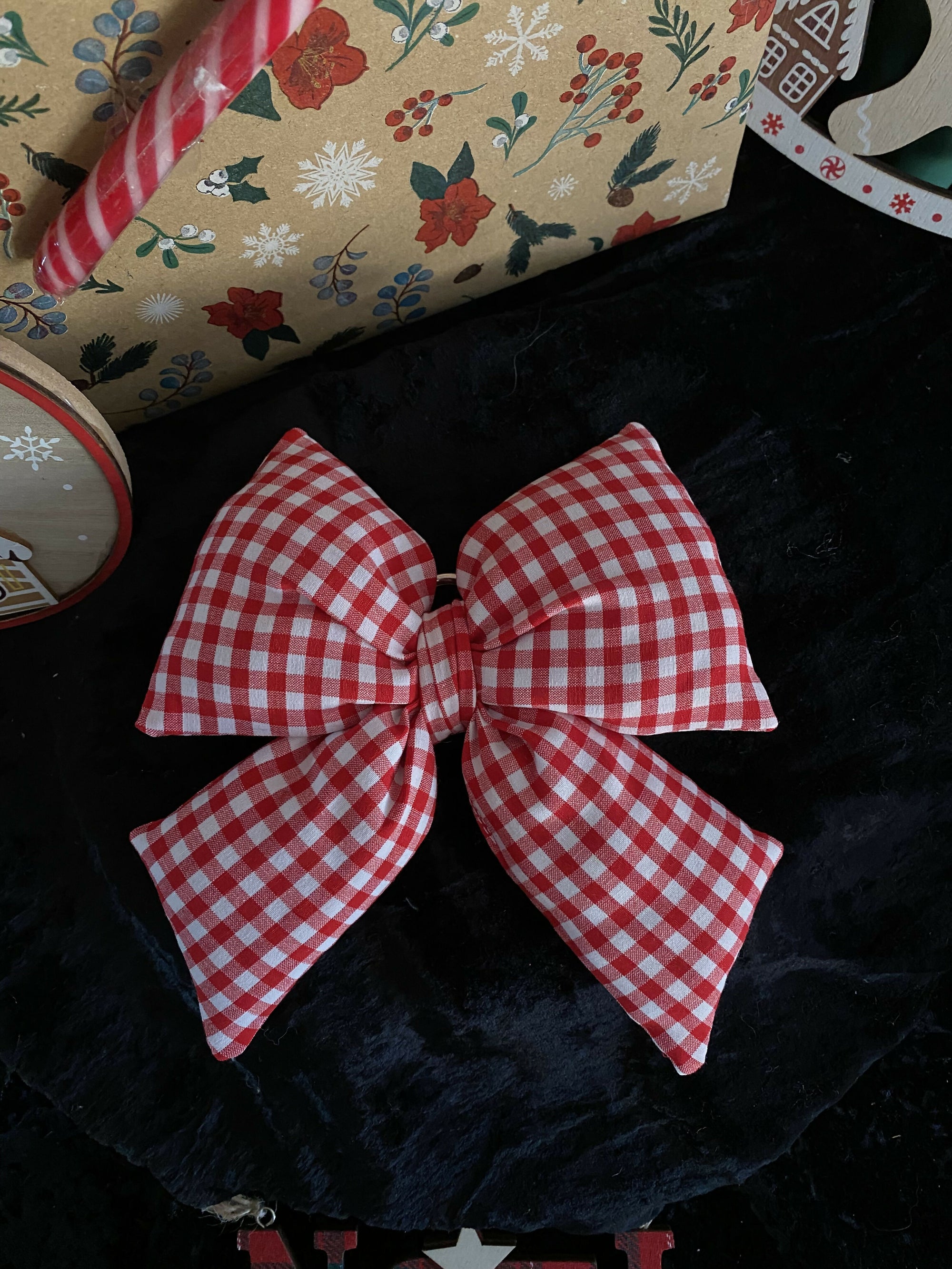 Porte-clé ou bijou de sac à main nœud - Grand - Vichy Rouge