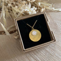 Striped sun necklace & rose quartz