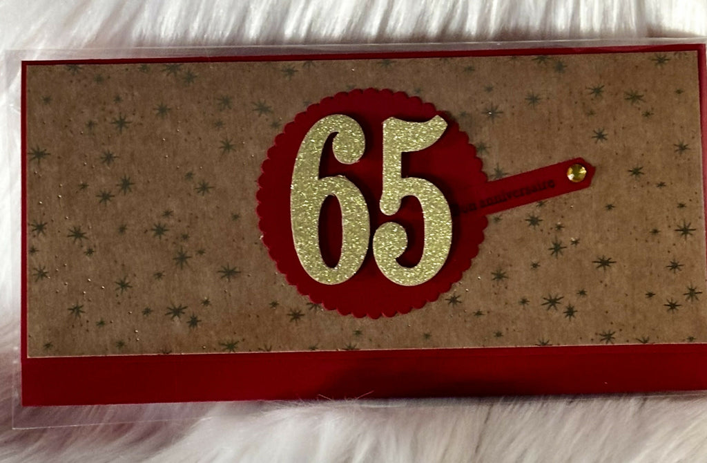 CARTE ENVELOPPE ANNIVERSAIRE 65 ANS