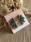 Fimo green earrings with gold glitter