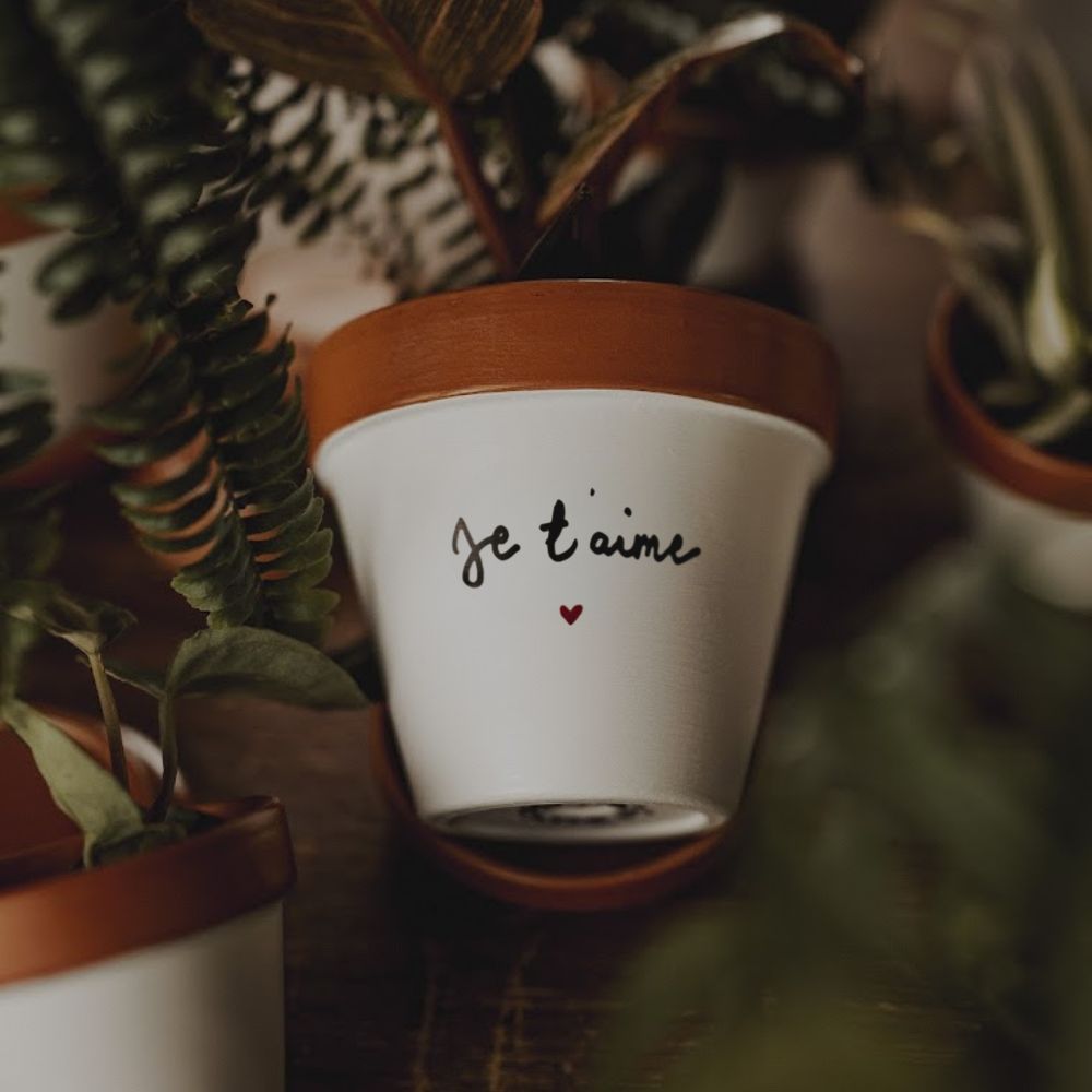 Pot de fleur “Je t’aime” –  Cache pot Déclaration d'Amour