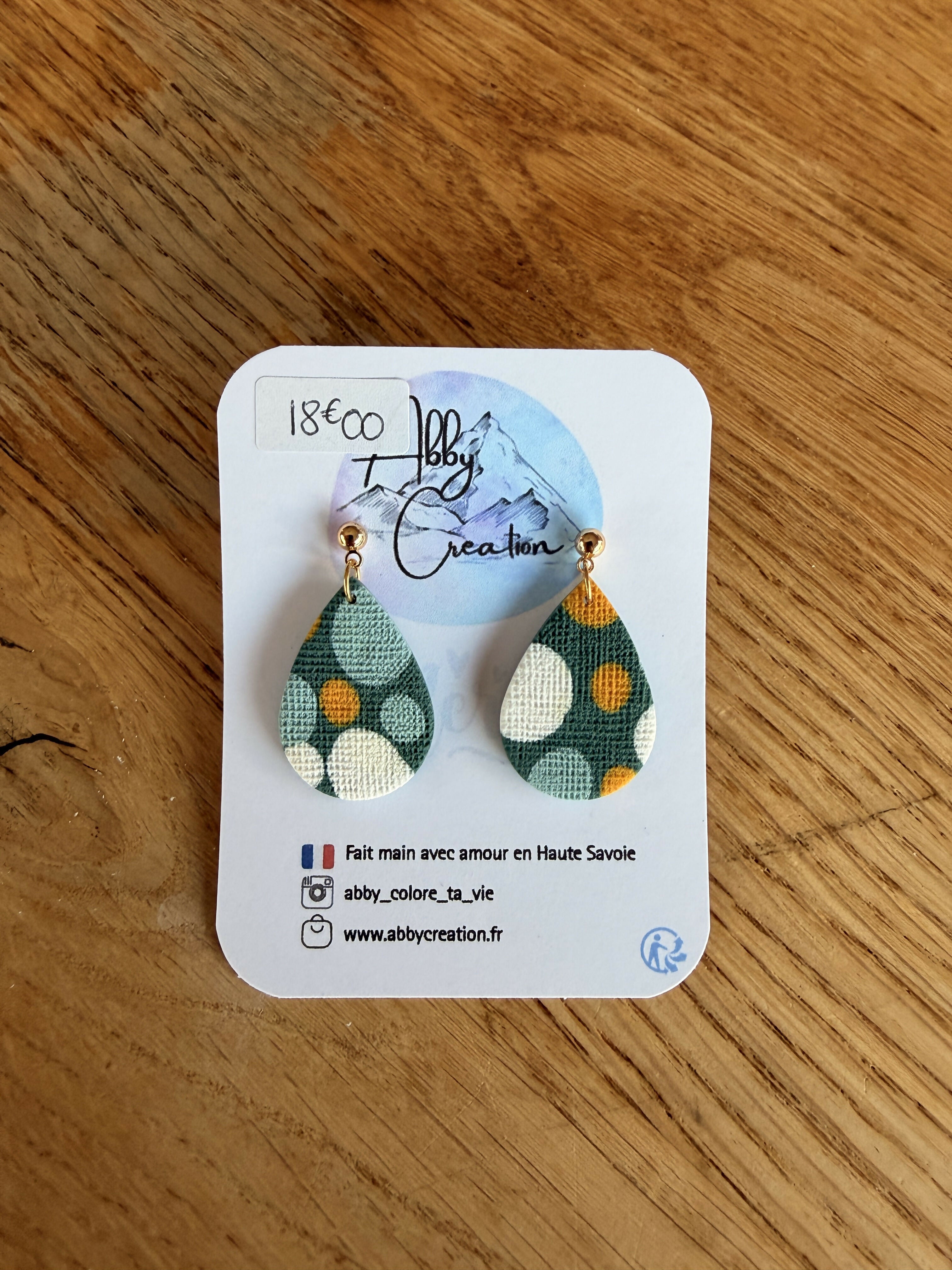 Blue White Yellow Teardrop Earrings