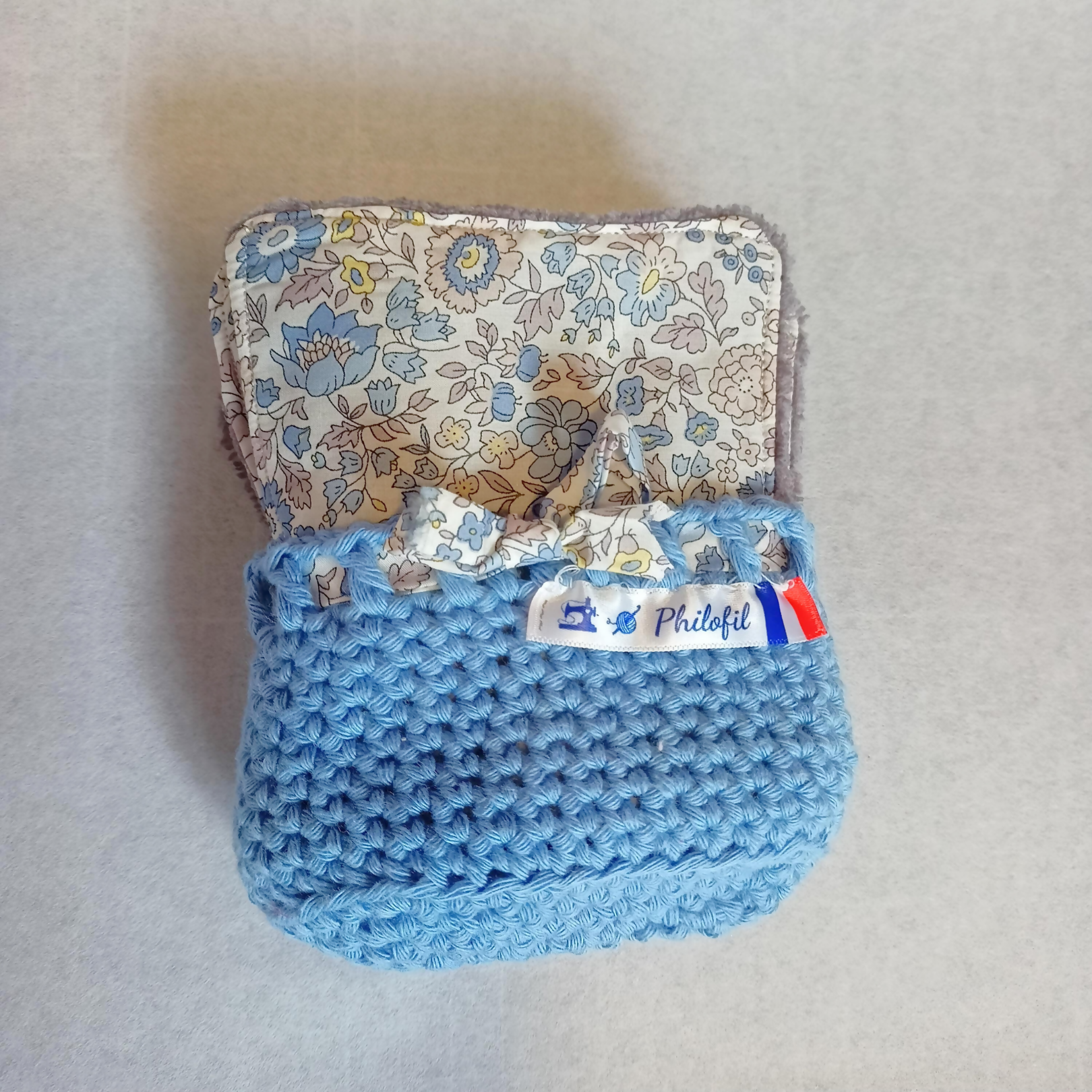 lots de 7 lingettes liberty motifs fleurs bleues