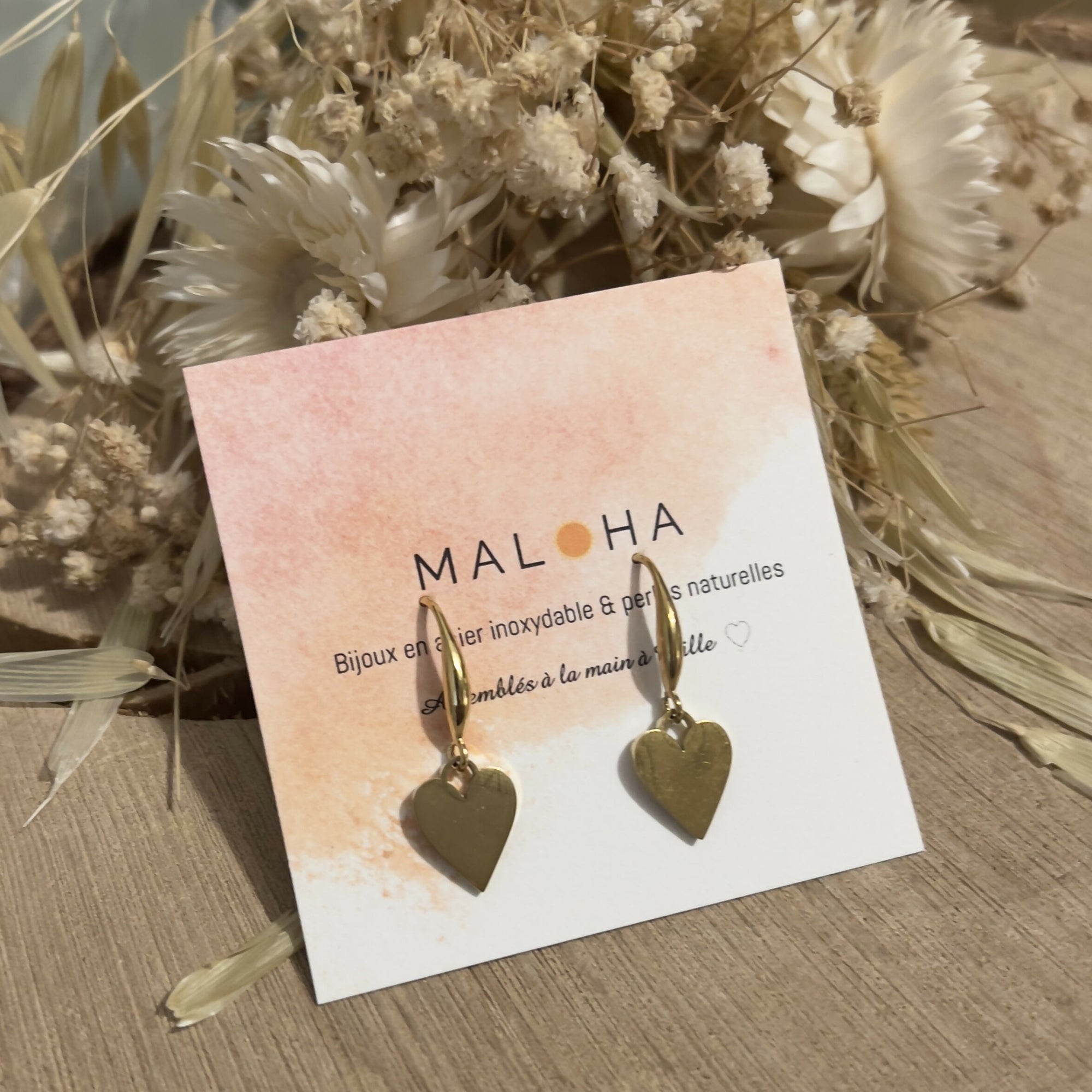 BO pendantes petits coeurs dorés