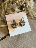 BO créoles CLIPS argent & ses fleurs beige - marron