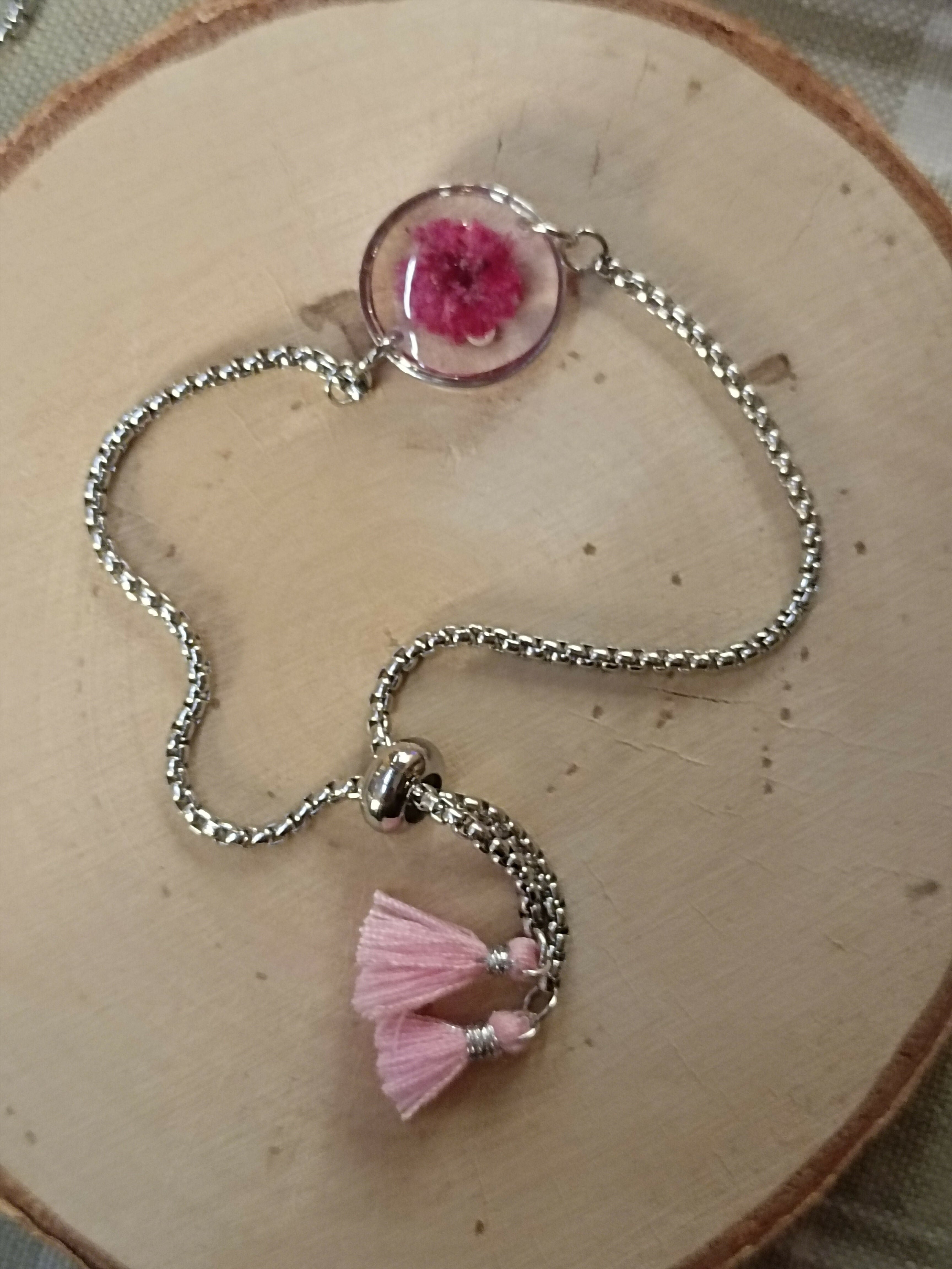 MEL/BFP Bracelets Fleurs séchées Pompons ARGENT