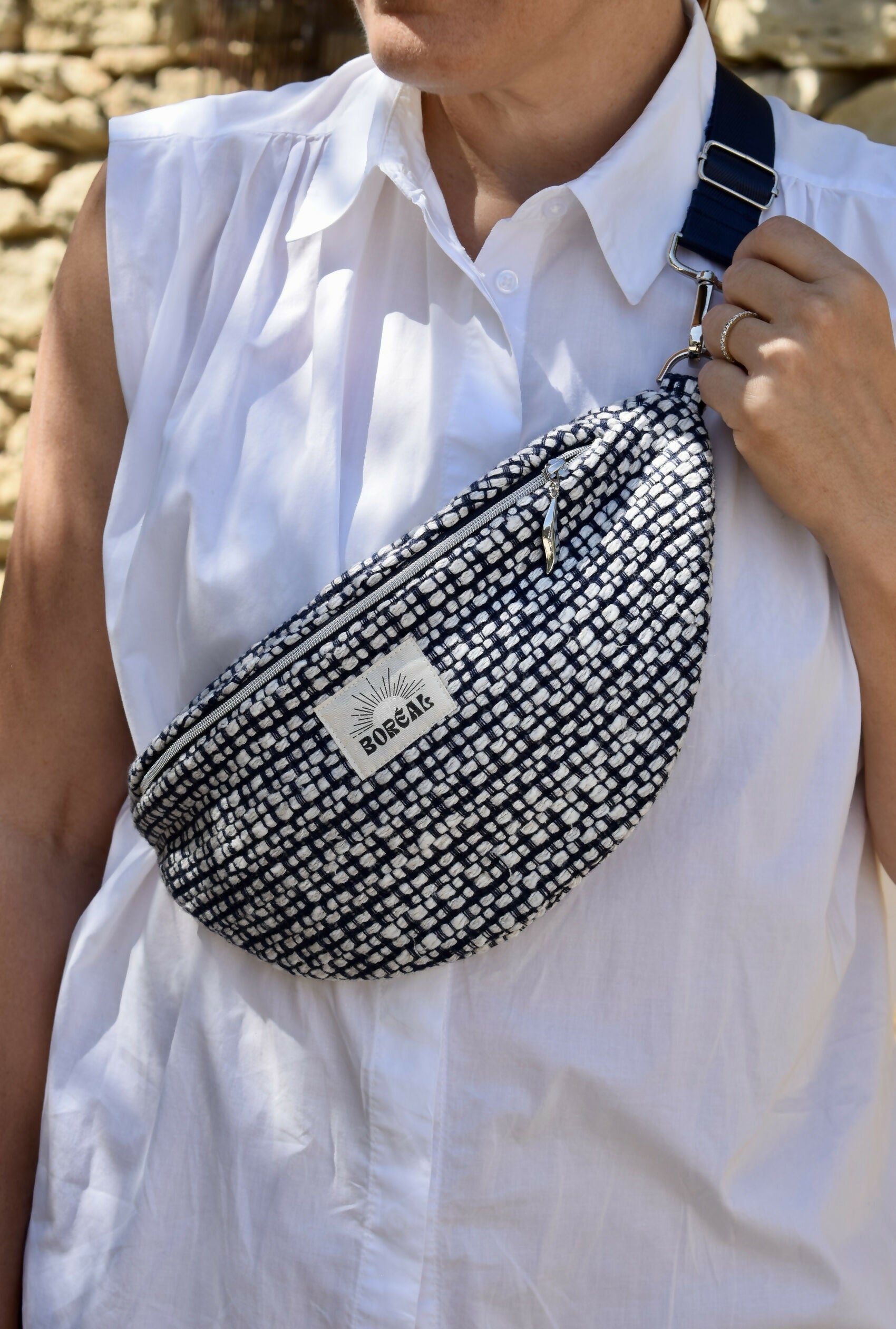 SAC BANANE HORTENSE TWEED BLEU