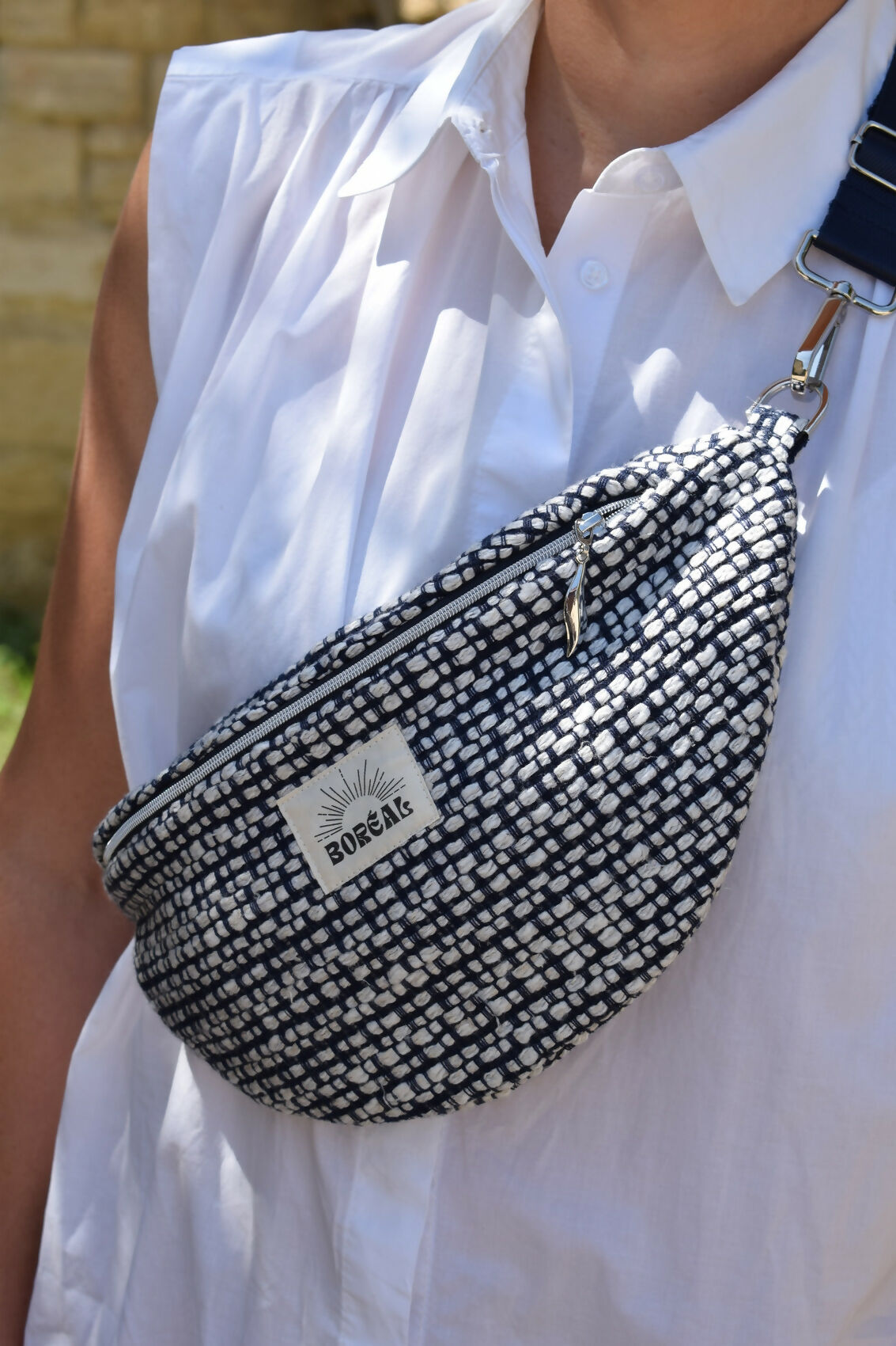 SAC BANANE HORTENSE TWEED BLEU