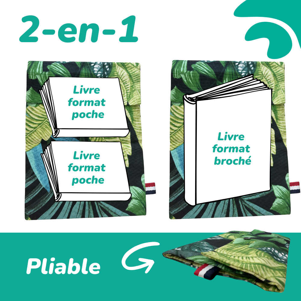 Housse de livre 2-en-1 pliable