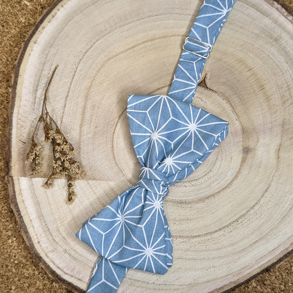 Noeud papillon adulte coton brillant bleu