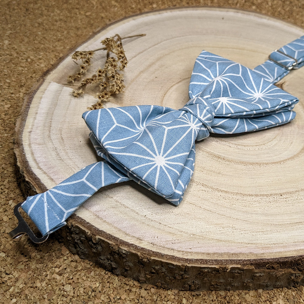 Noeud papillon adulte coton brillant bleu
