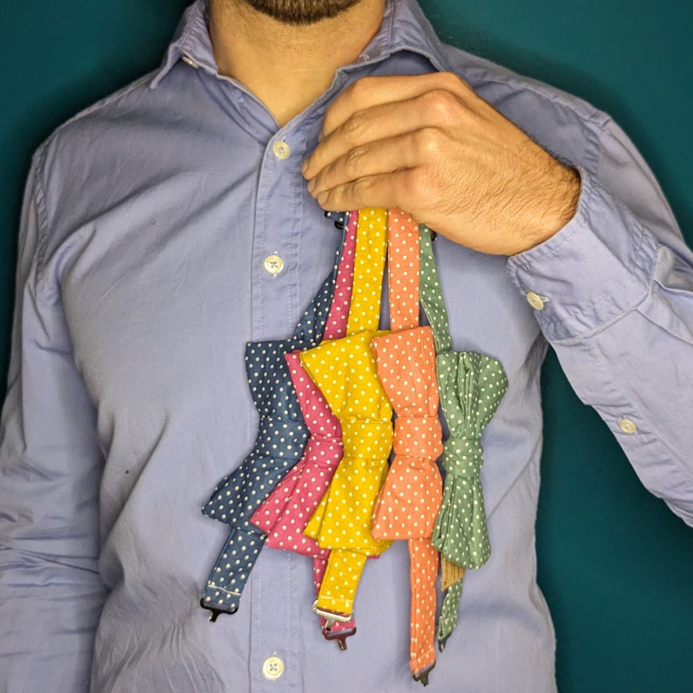 Nœud papillon adulte en coton à pois coloris au choix