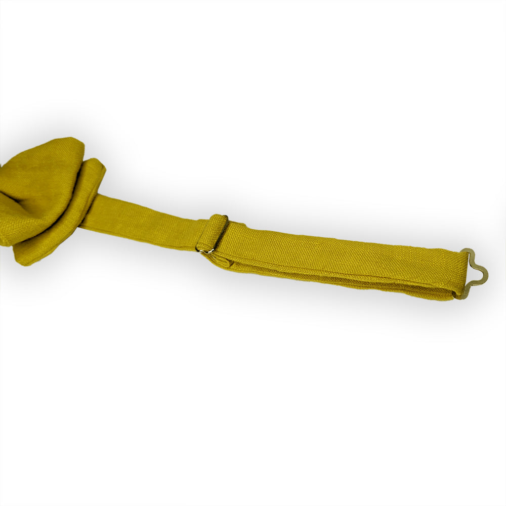 Noeud papillon adulte lin spirant jaune moutarde