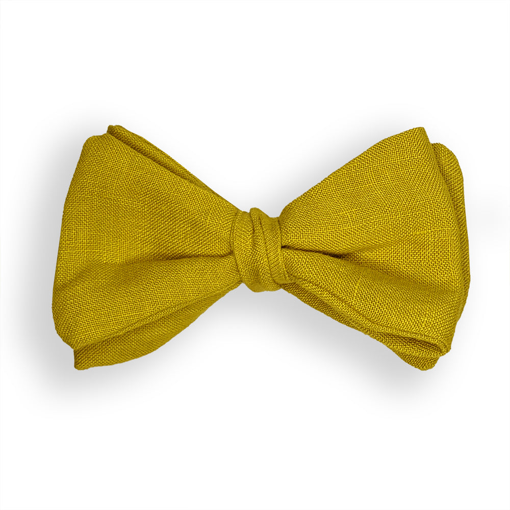 Noeud papillon adulte lin spirant jaune moutarde