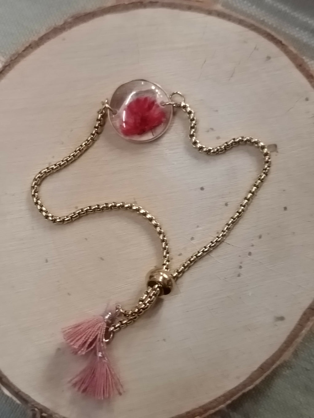MEL/BFP Dried Flower Pom-pom Bracelets GOLD