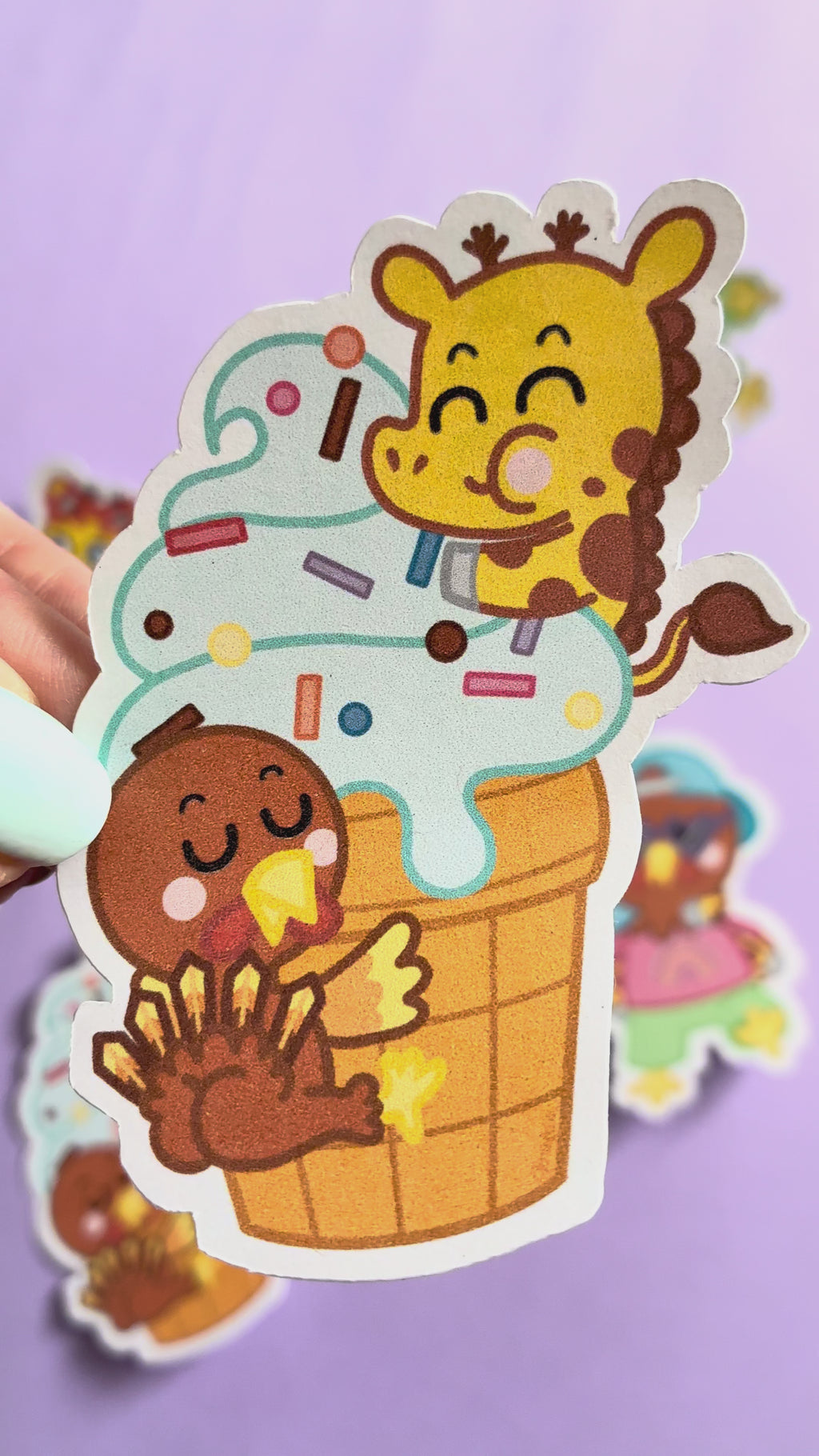 Giraffe and Turkey stickers on vacation