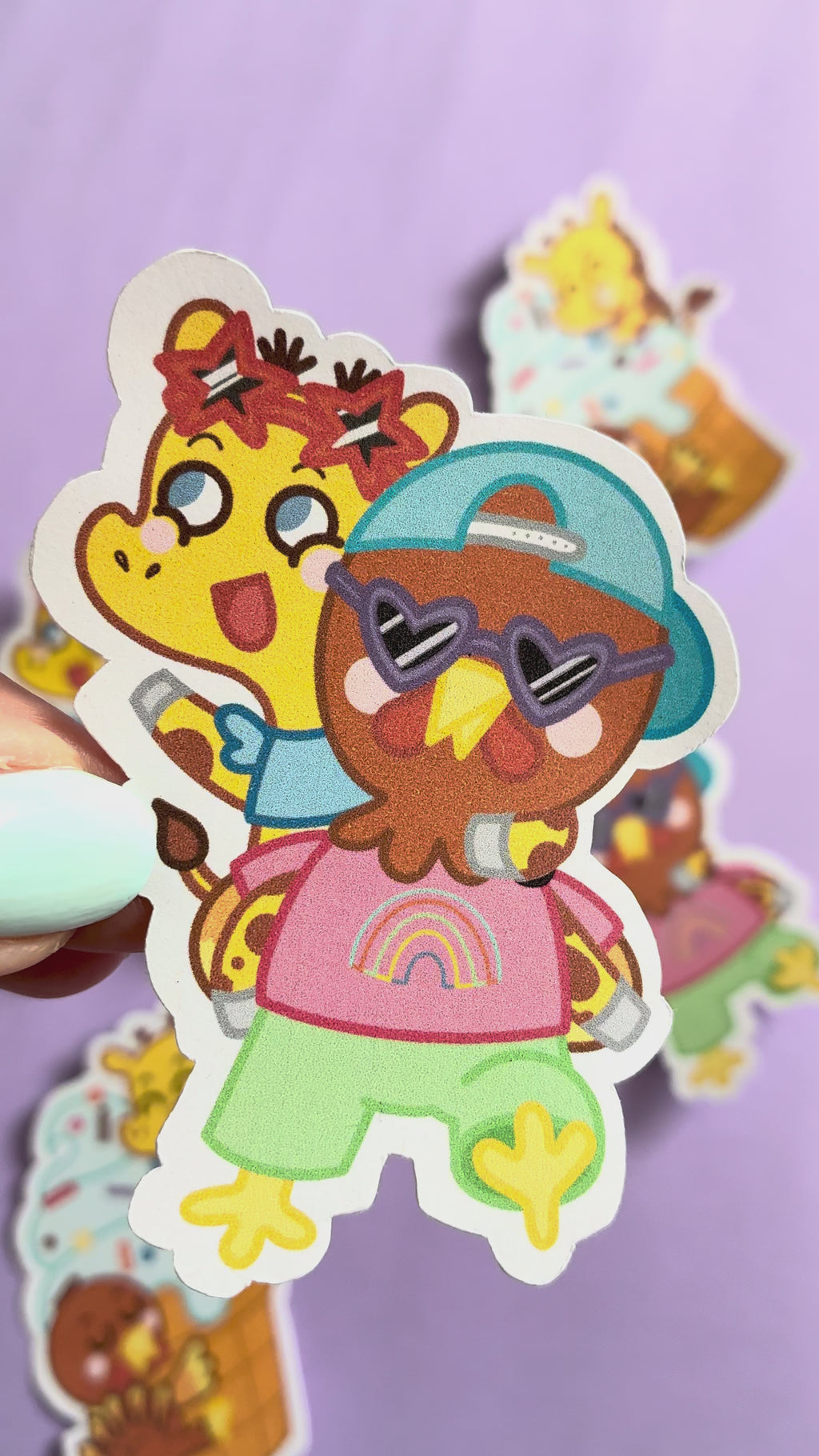 Giraffe and Turkey stickers on vacation