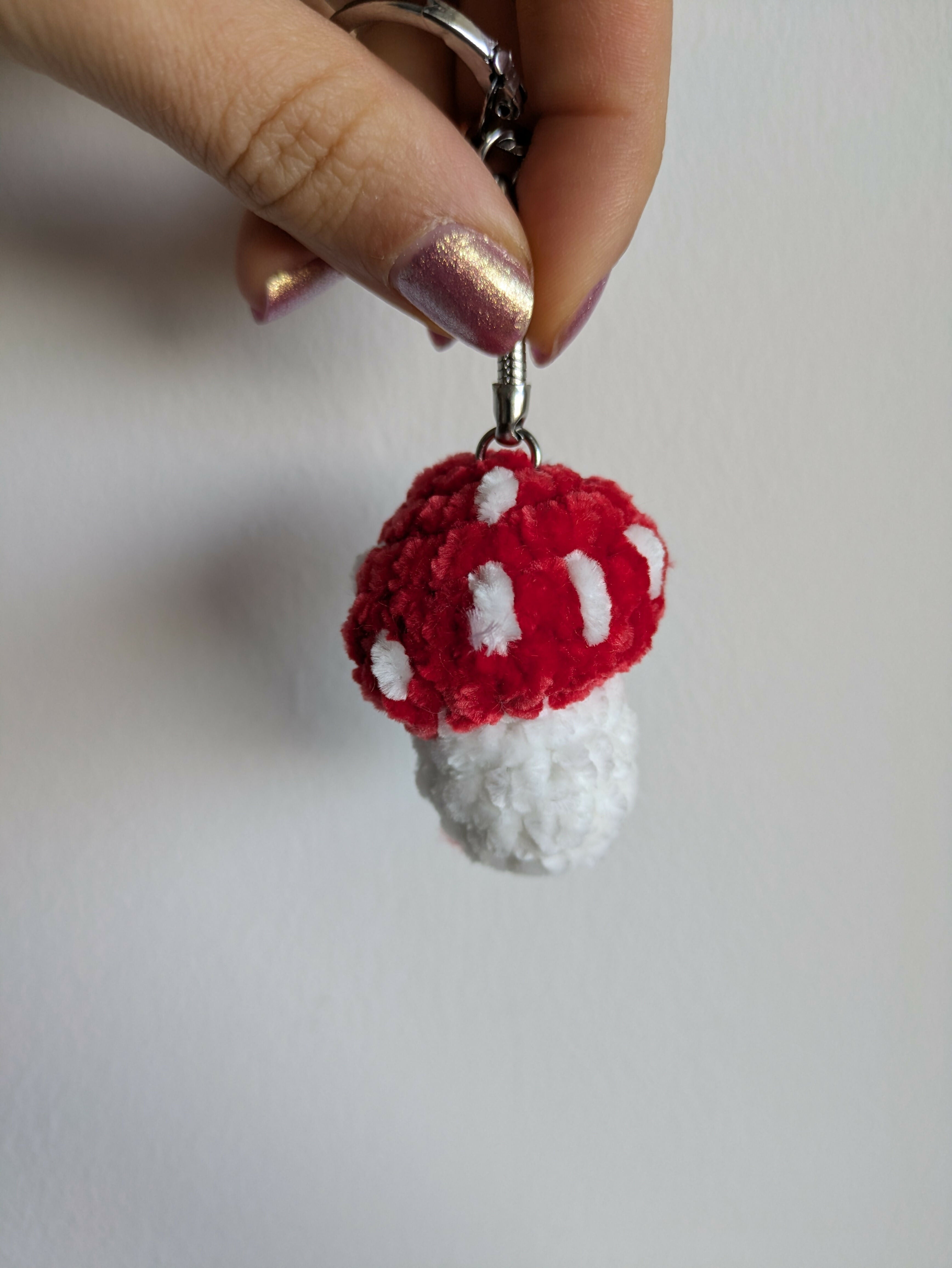 soft rainbow mushroom keyring