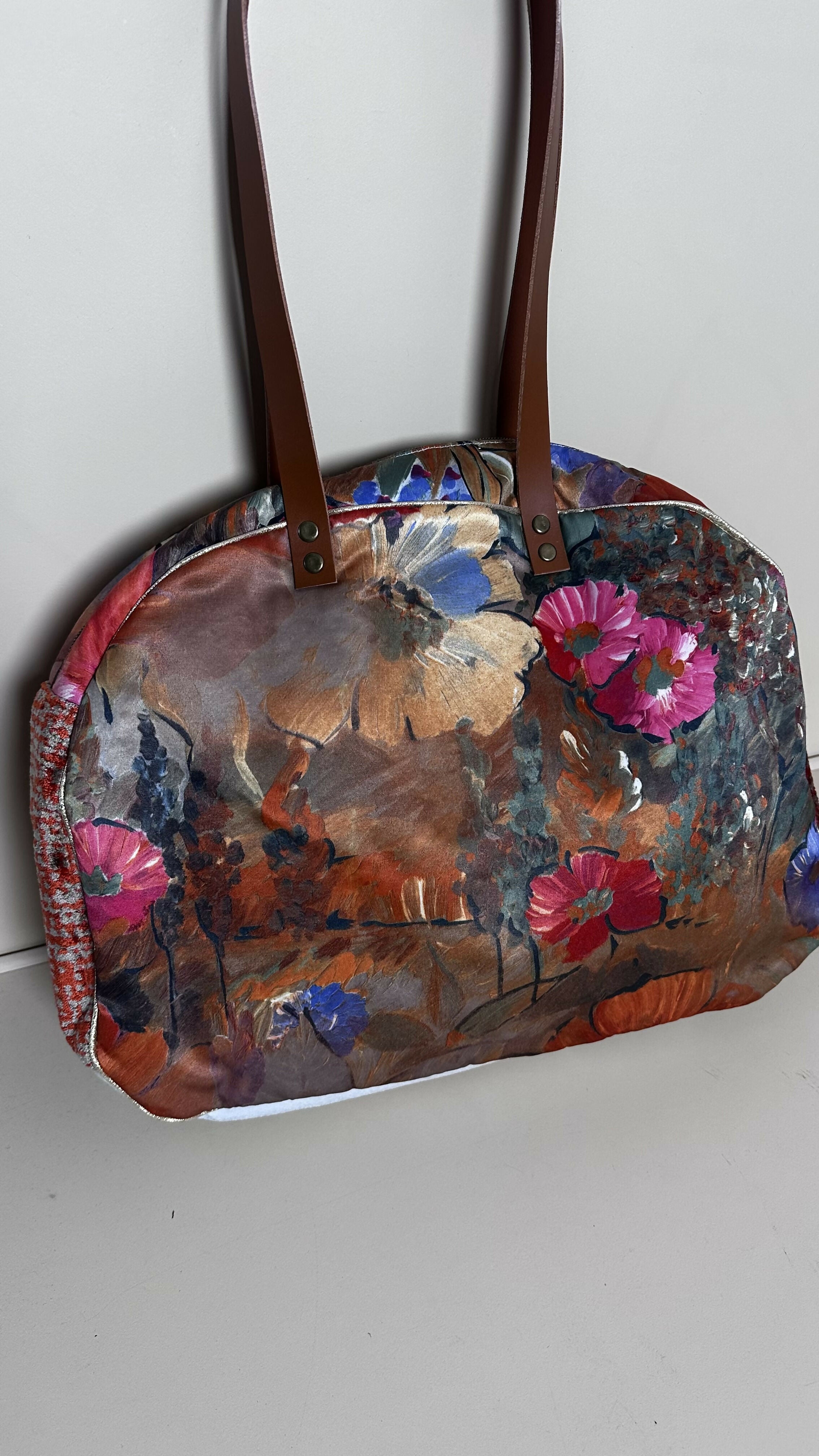 Purple beige laptop bag