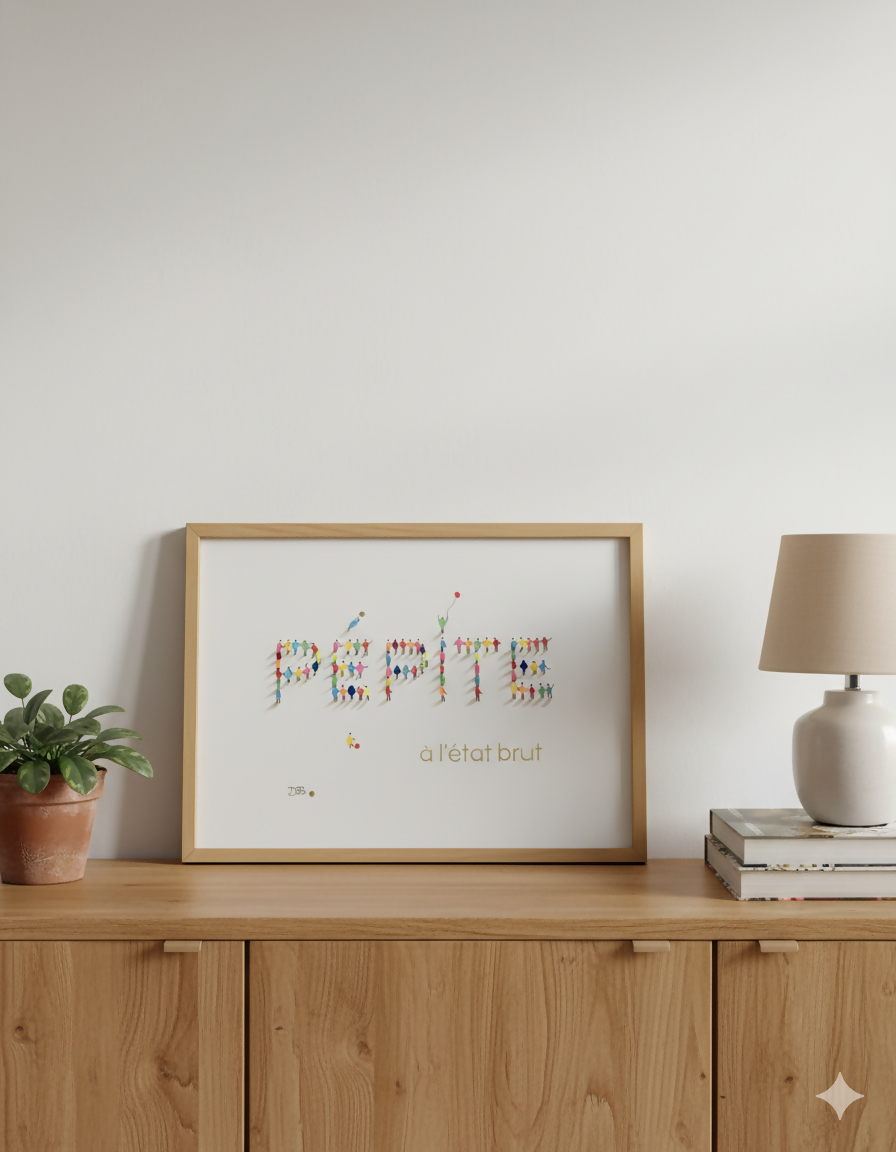 Dessin A4 mots doux (cadre en option)