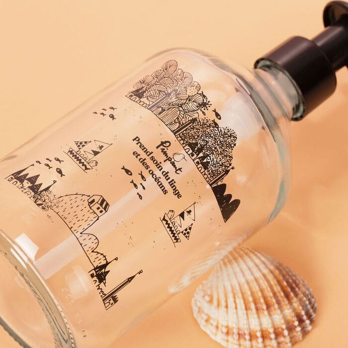 Bouteille de lessive rechargeable en verre
