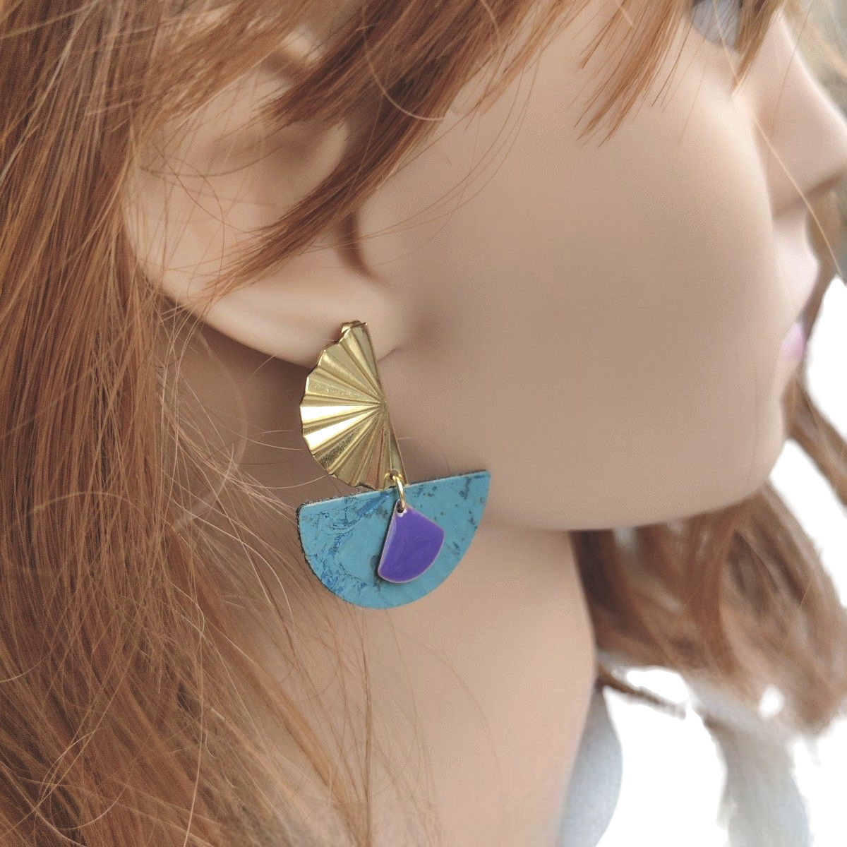 Boucles d'oreilles en liège Ninon