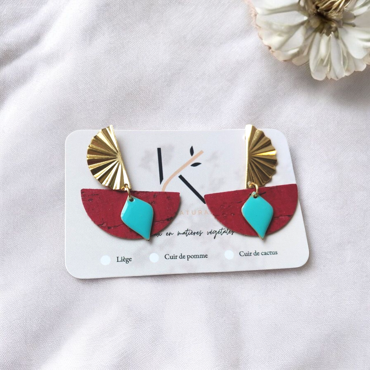 Boucles d'oreilles en liège Ninon