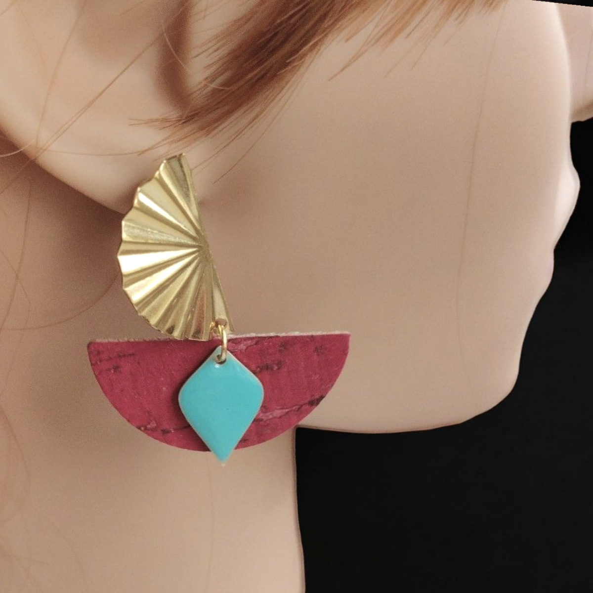 Boucles d'oreilles en liège Ninon