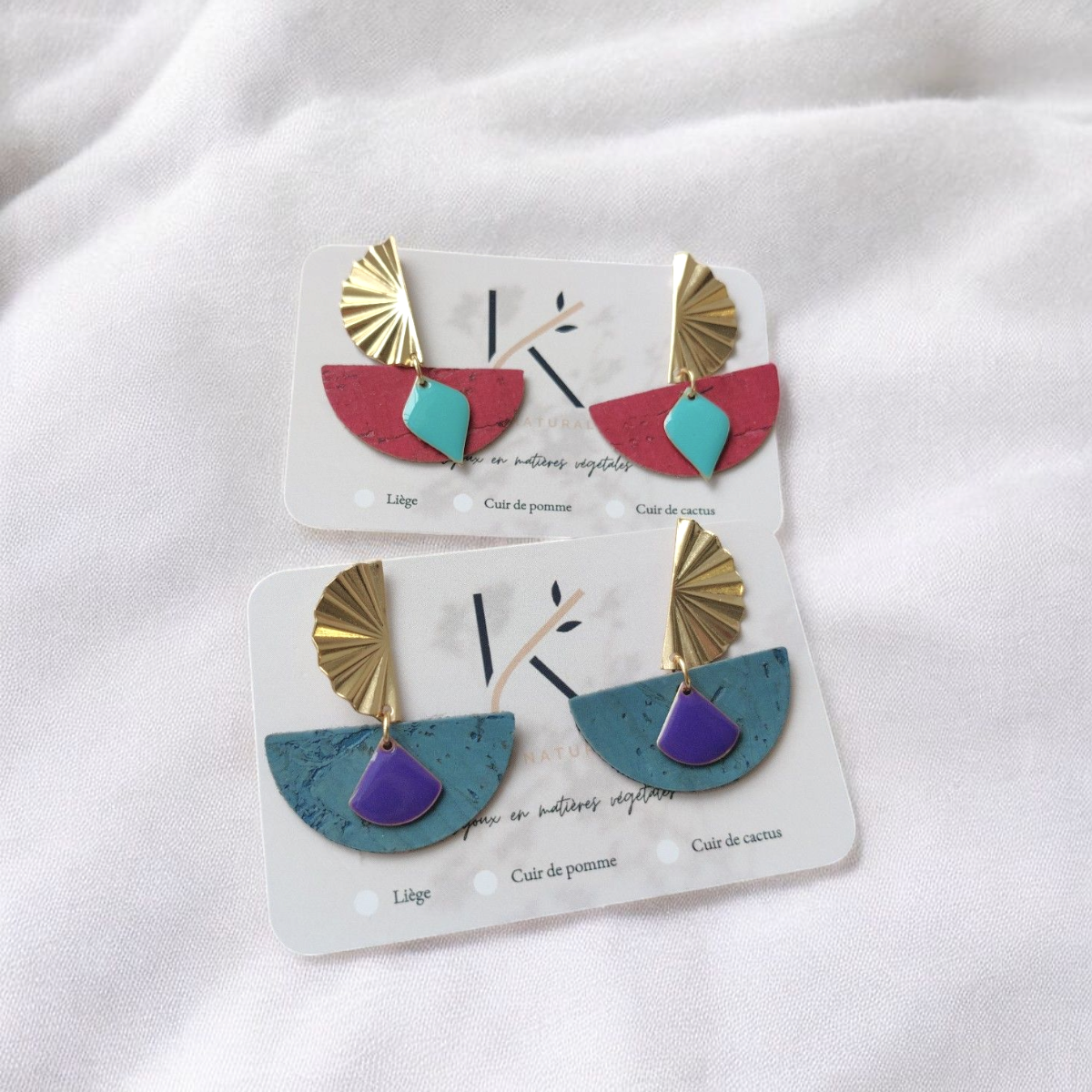Boucles d'oreilles en liège Ninon