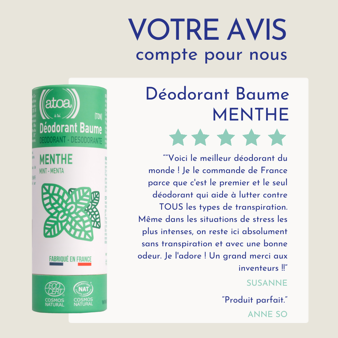 ATOA - Déodorant Baume Menthe certifié COSMOS NATURAL