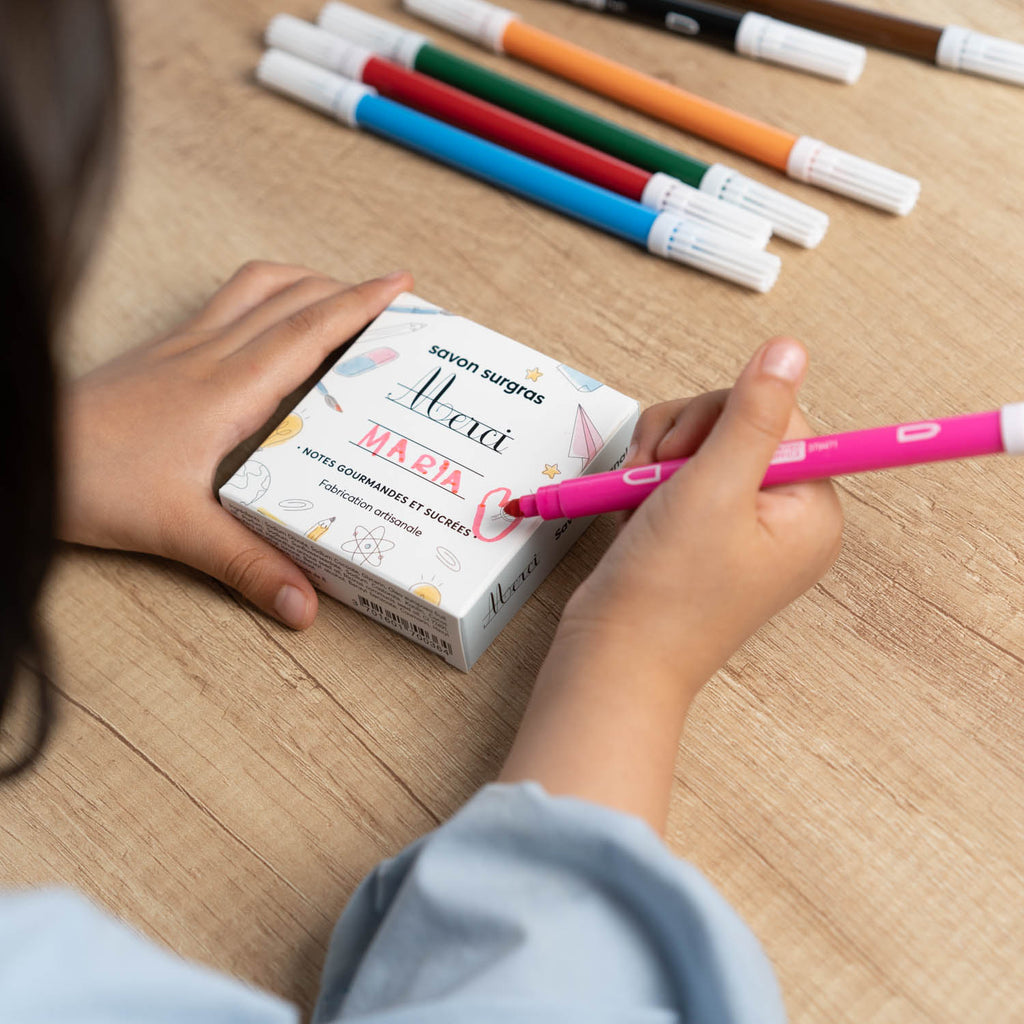 Savon Merci personnalisable Maîtresse, ATSEM, Nounou...