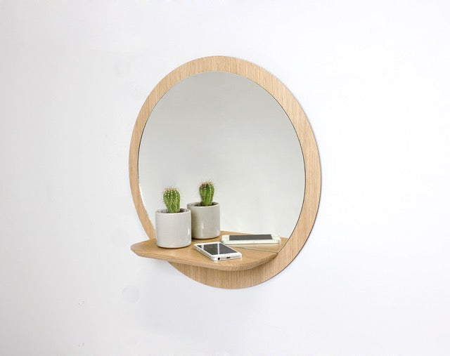Sunrise - Miroirs en chêne avec étagère