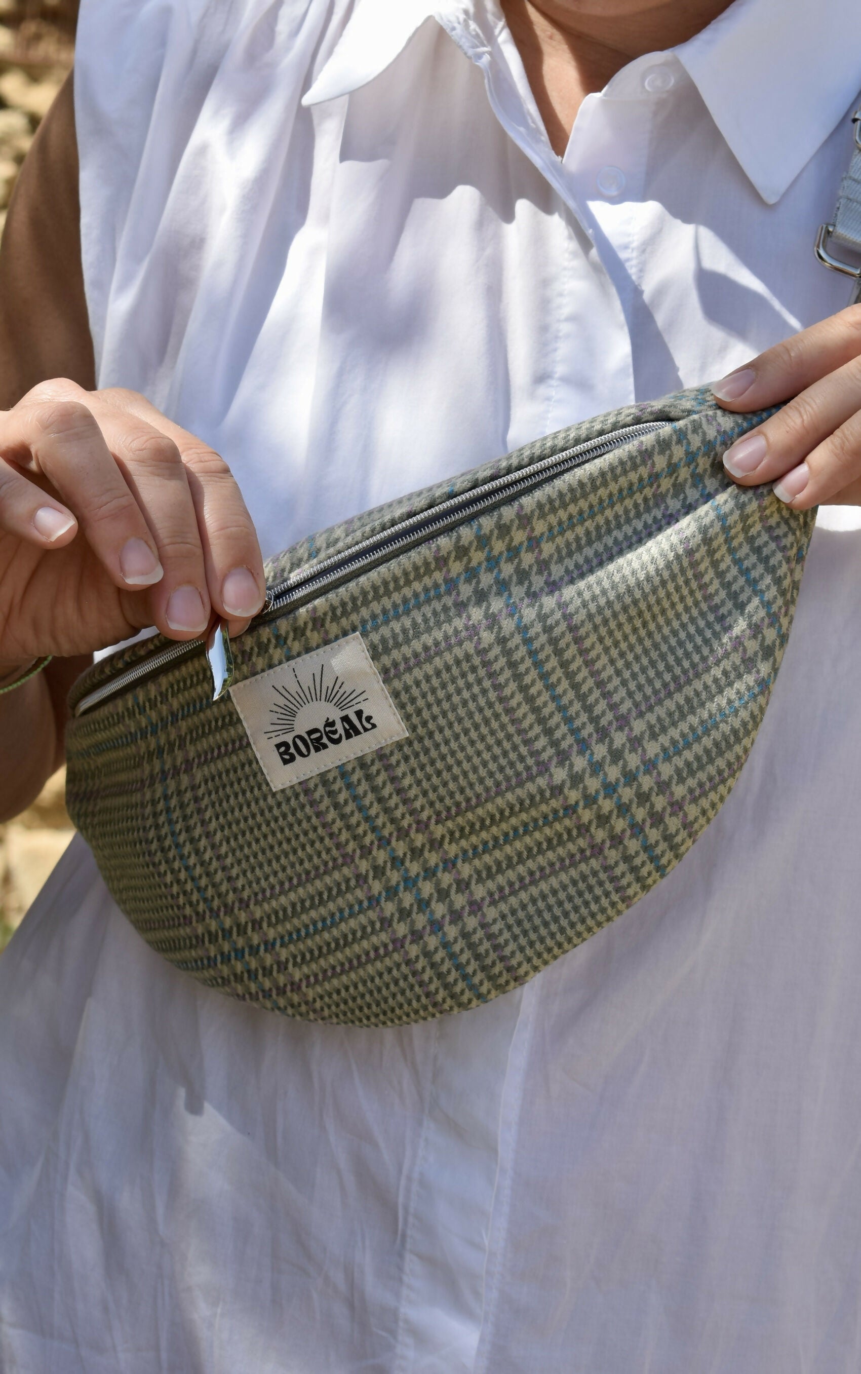 SAC BANANE HORTENSE CARREAUX VERTS