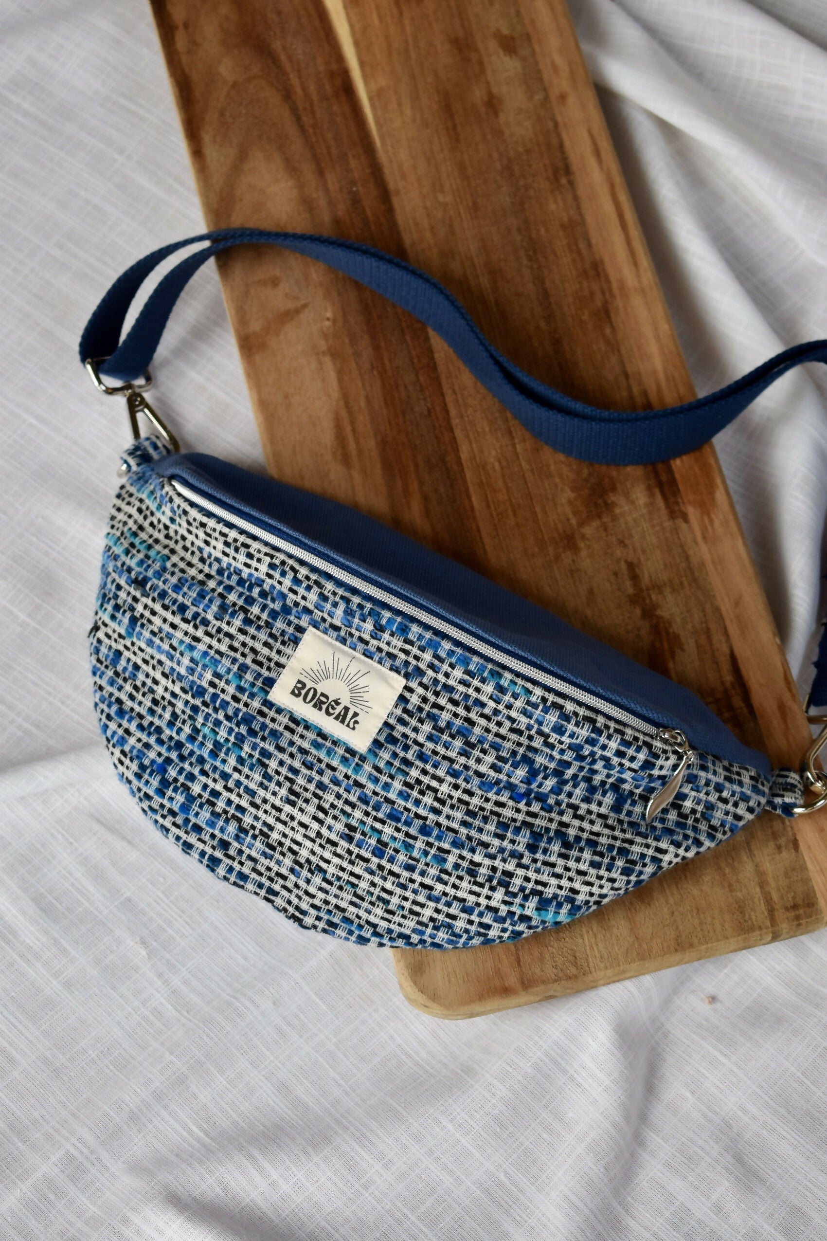 banane-bleu-marine-tweed-coton-laine-carreaux-chic-ethique-artisanale-fait-main-tendance-upcycling