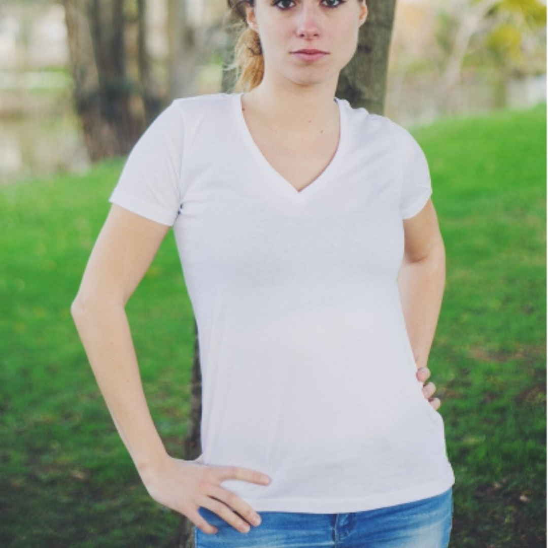T-shirt femmes col V en coton bio