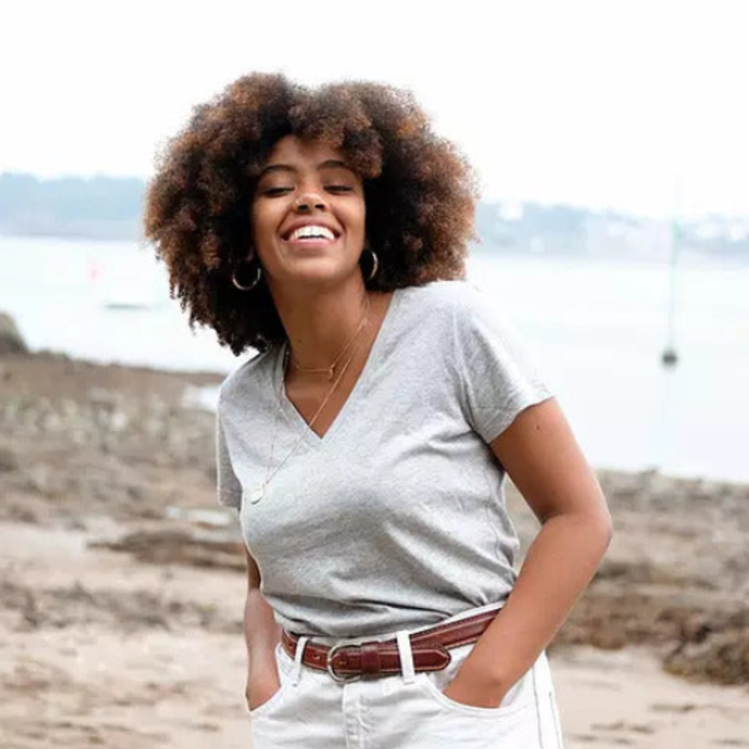 T-shirt femmes col V en coton bio