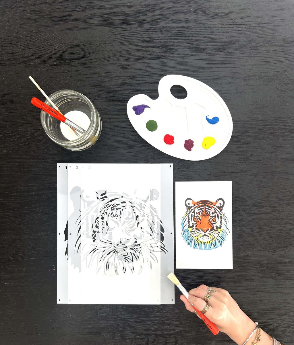 Set de 3 Pochoirs Tigre - Crée une Oeuvre Sauvage et Unique ! A4