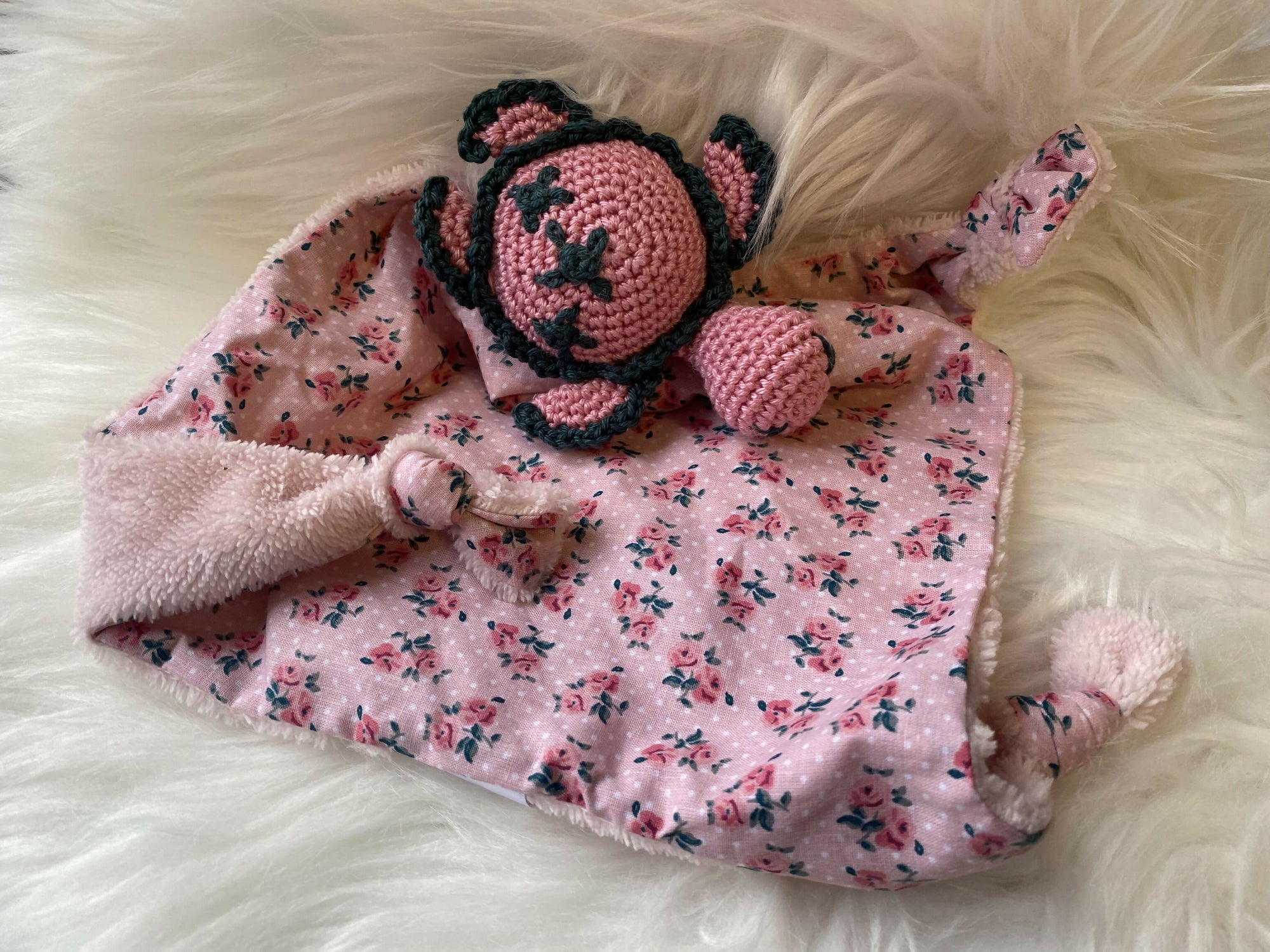 DOUDOU TORTUE ROSE FLEURS