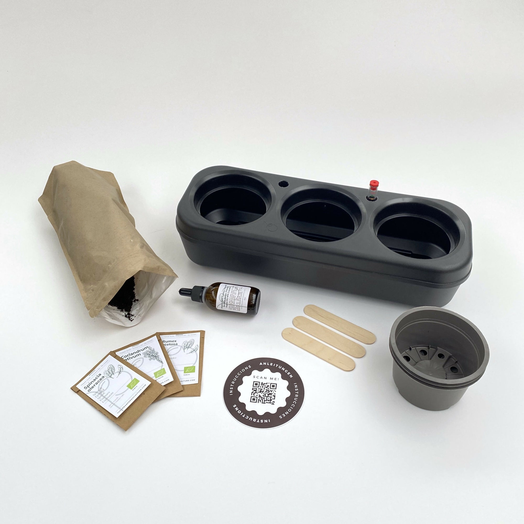 Pbox Potager Urbain Noir avec Persil, Coriandre, Basilic