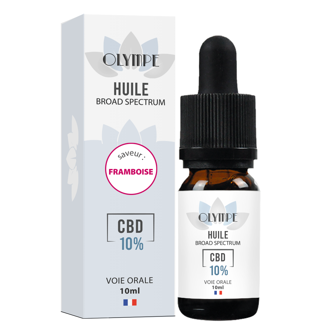 huile de cbd 10% MCT broad spectrum Framboise Olympe CBD