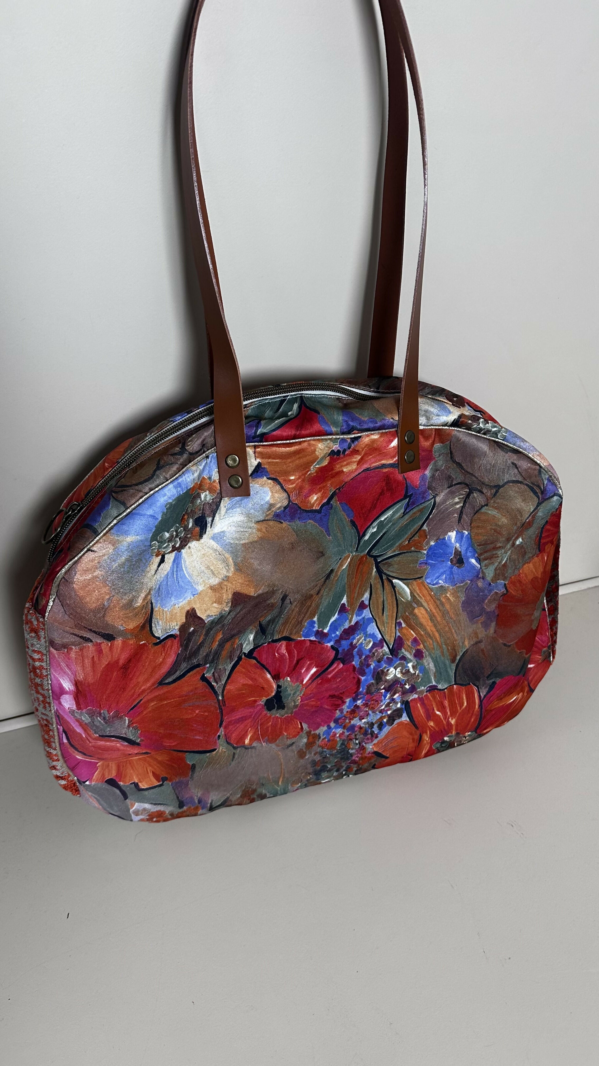 Purple beige laptop bag