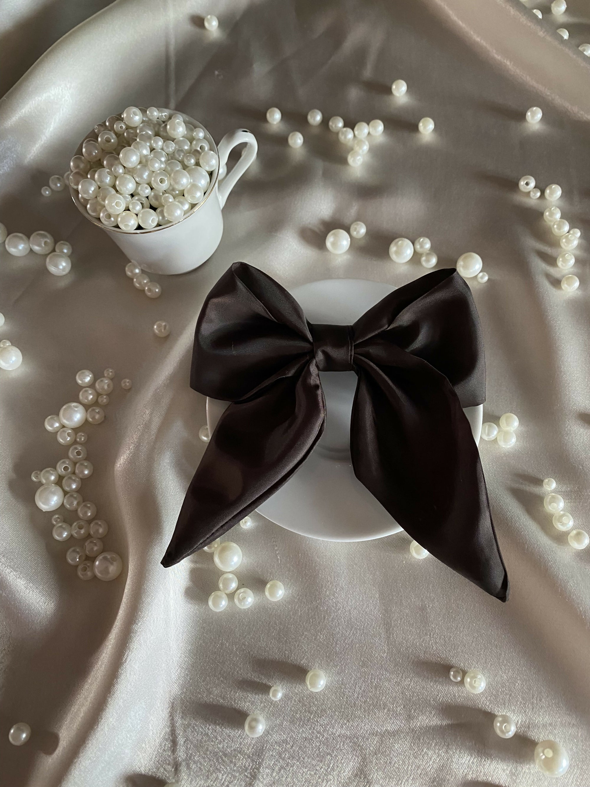 Everlasting Clothe barrette noeud upcyclée Jean-Anastazia chocolat 2