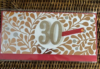 30TH BIRTHDAY CARD AND ENVELOPE