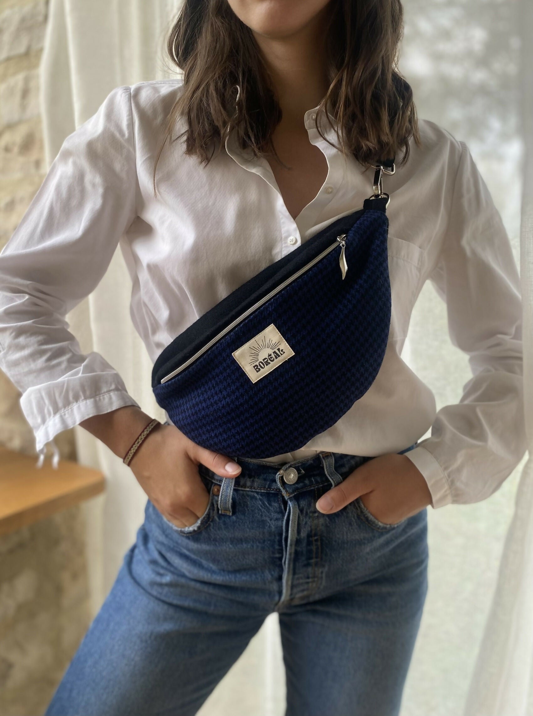 banane-bleu-marine-noir-coton-laine-pied-poule-chic-ethique-artisanale-fait-main-tendance-upcycling-5