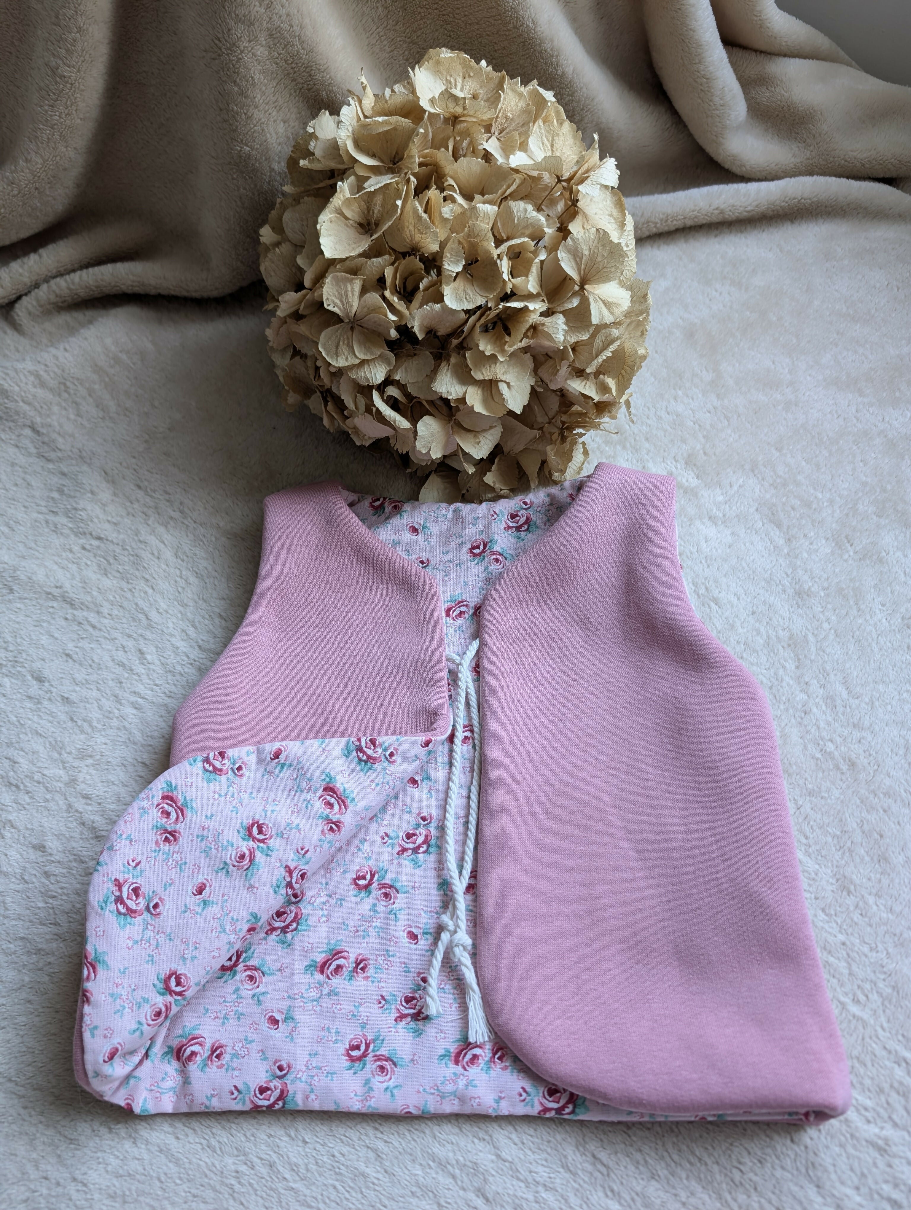 PINK VINTAGE FLORAL SHEPHERD'S VEST SWEATSHIRT 18 MONTHS-3 YEARS